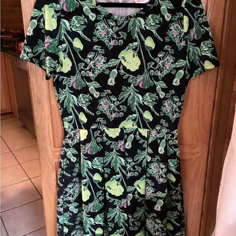 LuLaRoe Amelia dress in greens and black